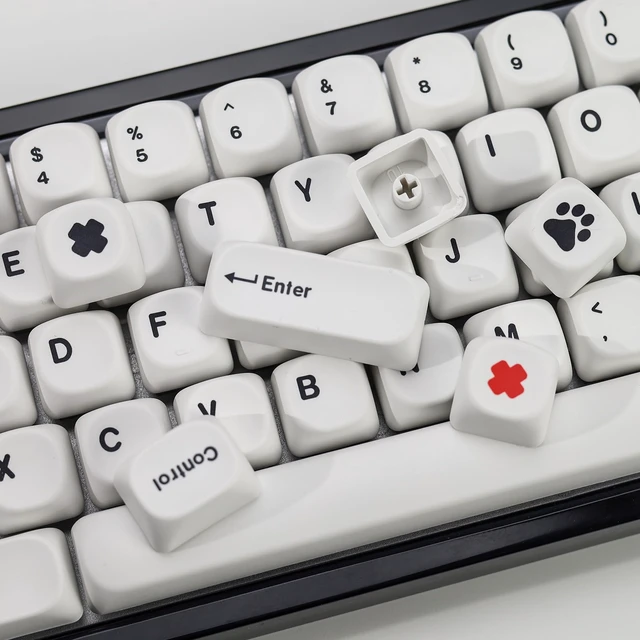Alt view image 4 of 7 - Minimal White KOA Profile Keycaps Set,135 Keys PBT Sublimation Custom Keycaps for Mechanical Keyboards, Fits ANSI Layout 60%-Full-Sized Keyboards