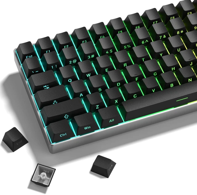 Main image of Shine Through keycaps Set,Double Shot PBT keycaps Black | Side Print keyboard keycaps,OEM Profile custom Key caps for Mechanical Keyboards 60% 65% 75% 100% TKL Layout