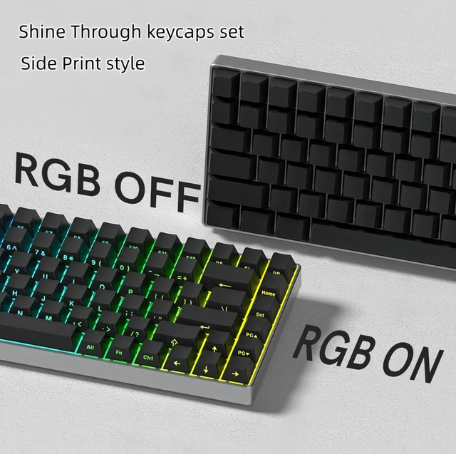 Alt view image 3 of 6 - Shine Through keycaps Set,Double Shot PBT keycaps Black | Side Print keyboard keycaps,OEM Profile custom Key caps for Mechanical Keyboards 60% 65% 75% 100% TKL Layout