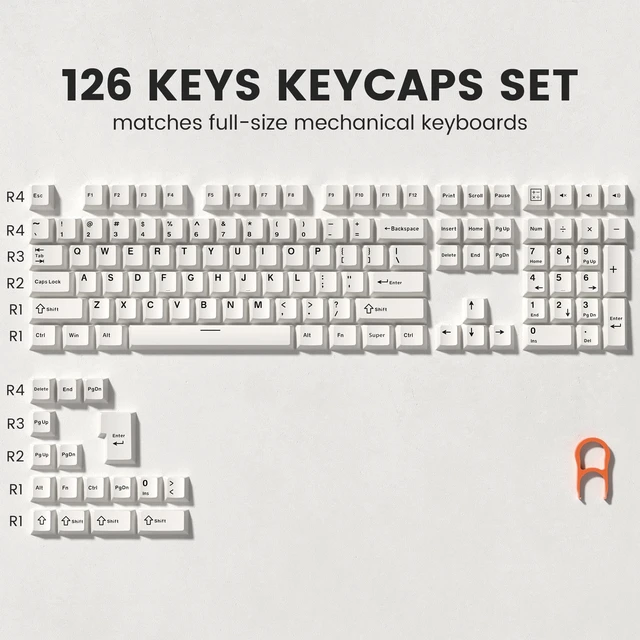 Alt view image 2 of 6 - Double Shot PBT keycaps Set, Cherry Profile Keyboard Keycaps | Retro key caps full size,Custom keycaps for 60% 65% 75% 100% MX switch Mechanical Keyboard(Milky White,126-keys)