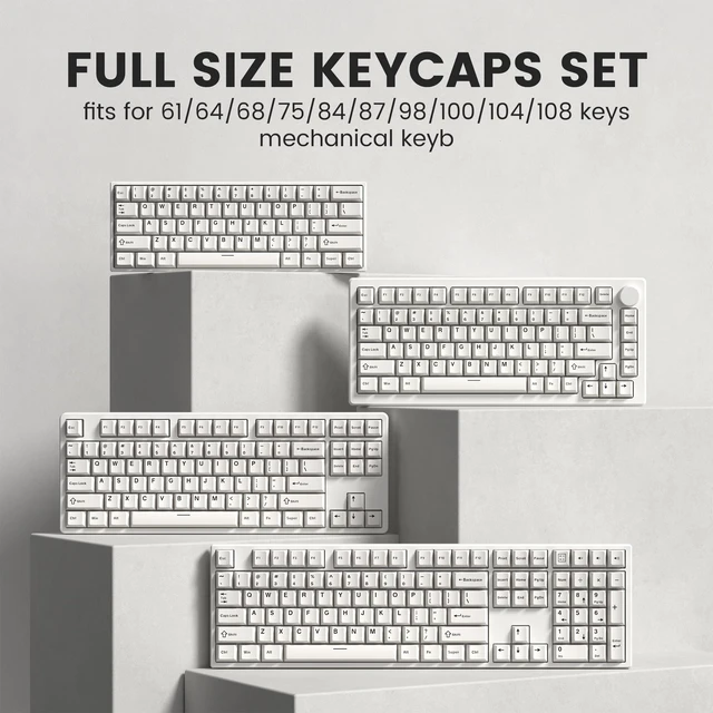 Alt view image 5 of 6 - Double Shot PBT keycaps Set, Cherry Profile Keyboard Keycaps | Retro key caps full size,Custom keycaps for 60% 65% 75% 100% MX switch Mechanical Keyboard(Milky White,126-keys)