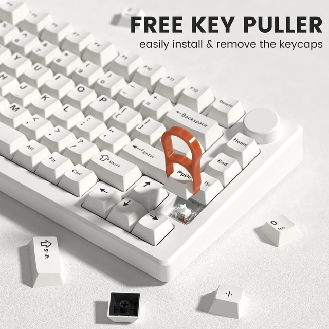 Alt view image 6 of 6 - Double Shot PBT keycaps Set, Cherry Profile Keyboard Keycaps | Retro key caps full size,Custom keycaps for 60% 65% 75% 100% MX switch Mechanical Keyboard(Milky White,126-keys)