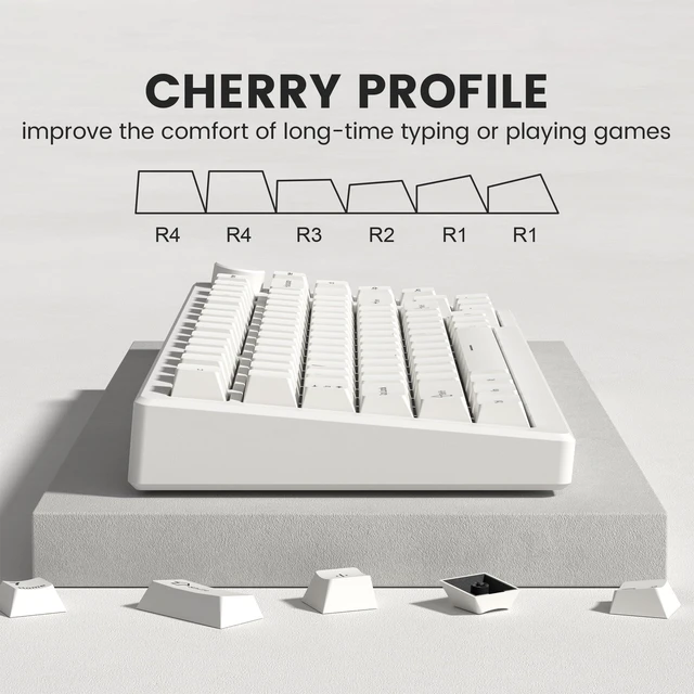 Alt view image 4 of 6 - Double Shot PBT keycaps Set, Cherry Profile Keyboard Keycaps | Retro key caps full size,Custom keycaps for 60% 65% 75% 100% MX switch Mechanical Keyboard(Milky White,126-keys)