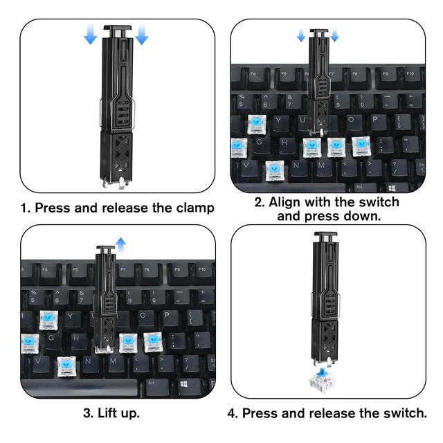 Alt view image 3 of 7 - 2-in-1 Key Switch Puller Keycap Puller with 4-Claw Grip Key Cap Removal Tool for Fast Mechanical Keyboard Switch Replacement Keycap Removal