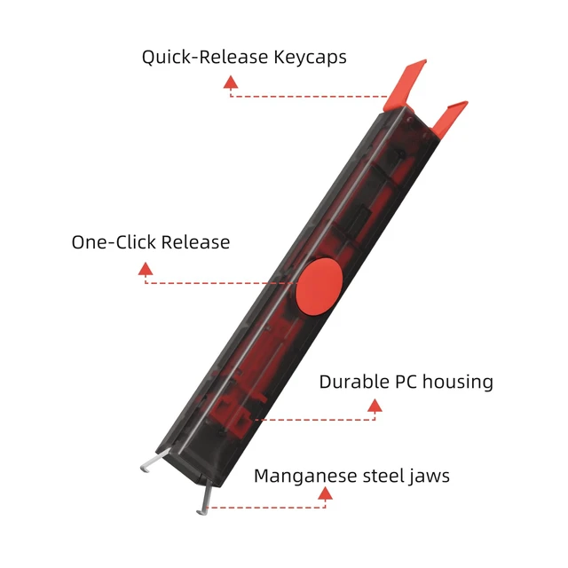 Alt view image 3 of 7 - Gateron 2-in-1 Keycap and Switch Puller with Metal Jaws and Cleaning Brush | 2 Claw Grip Key Switch Puller With PC Housing, OnePress Release, Fast and Gentle Removal of Keyboard Switches and Keycaps