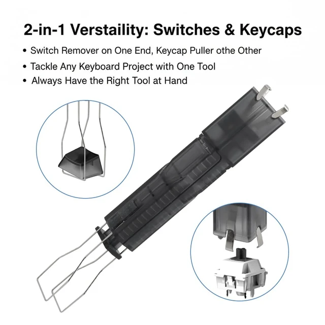 Alt view image 3 of 7 - 2-in-1 Key Switch Puller with Stainless Steel 4-Claw, Keycap Puller & Keyboard Switch Puller, Press Once to Eject Removes Quickly and Stays Stable on Gaming Keyboards