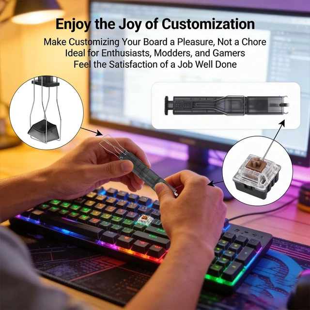 Alt view image 7 of 7 - 2-in-1 Key Switch Puller with Stainless Steel 4-Claw, Keycap Puller & Keyboard Switch Puller, Press Once to Eject Removes Quickly and Stays Stable on Gaming Keyboards