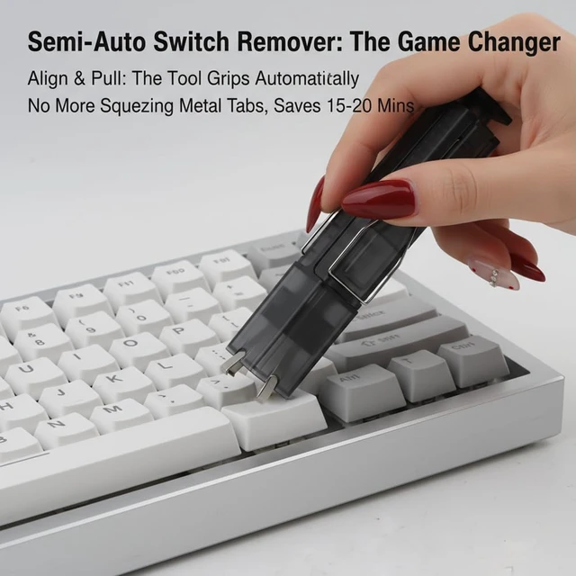 Alt view image 5 of 7 - 2-in-1 Key Switch Puller with Stainless Steel 4-Claw, Keycap Puller & Keyboard Switch Puller, Press Once to Eject Removes Quickly and Stays Stable on Gaming Keyboards
