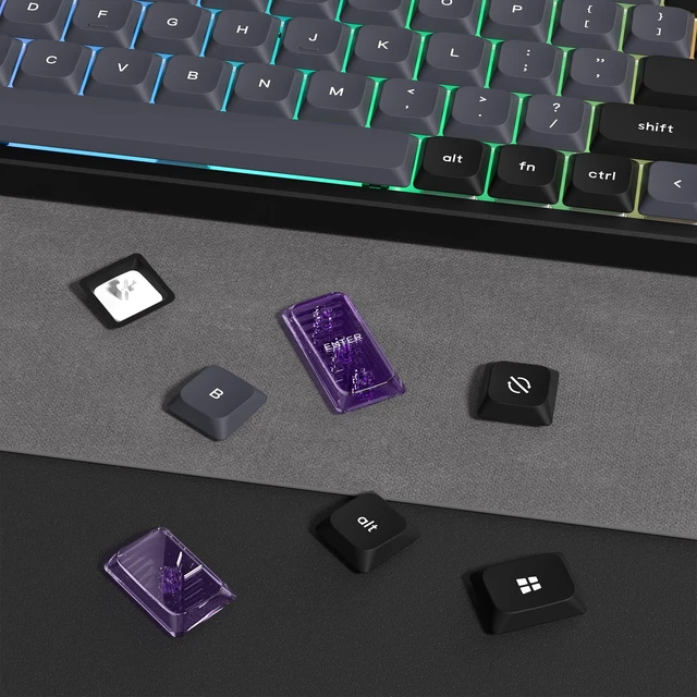 Alt view image 4 of 7 - Low Profile keycaps,Black/Grey,Double Shot PBT keycap Set | 138-keys custom keycaps for Mechanical Keyboard 60% 65% 75% 96% 100% cherry-MX switch,TKL, Full-Sized Layout