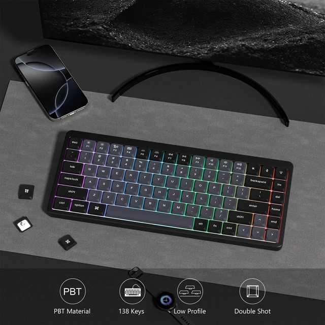 Alt view image 7 of 7 - Low Profile keycaps,Black/Grey,Double Shot PBT keycap Set | 138-keys custom keycaps for Mechanical Keyboard 60% 65% 75% 96% 100% cherry-MX switch,TKL, Full-Sized Layout