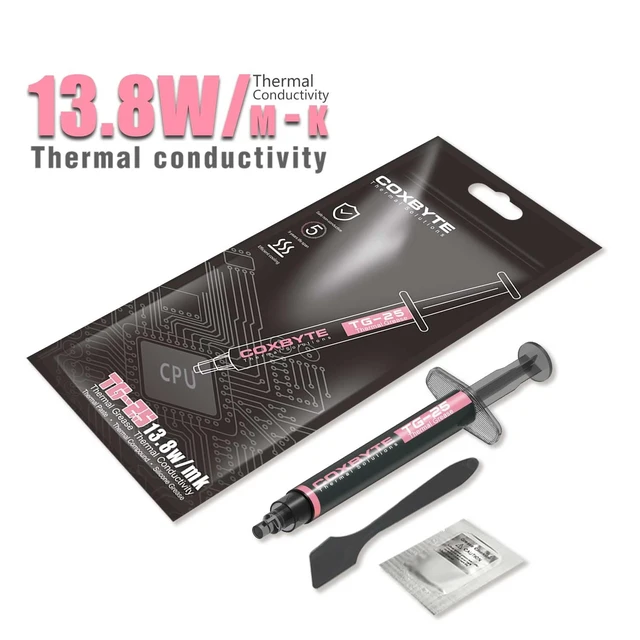 Alt view image 2 of 6 - TG-25 Thermal Paste, 13.8W/m-K High Thermal Conductivity, Non-Conductive CPU/GPU Thermal Grease for Desktop, Laptop, Server, 5+ Year Longevity, 2g Syringe with Spatula