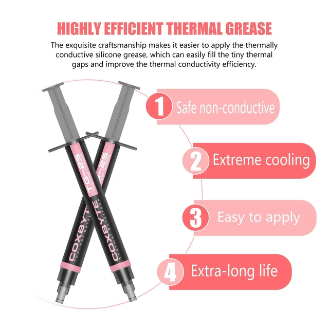 Alt view image 3 of 6 - TG-25 Thermal Paste, 13.8W/m-K High Thermal Conductivity, Non-Conductive CPU/GPU Thermal Grease for Desktop, Laptop, Server, 5+ Year Longevity, 2g Syringe with Spatula
