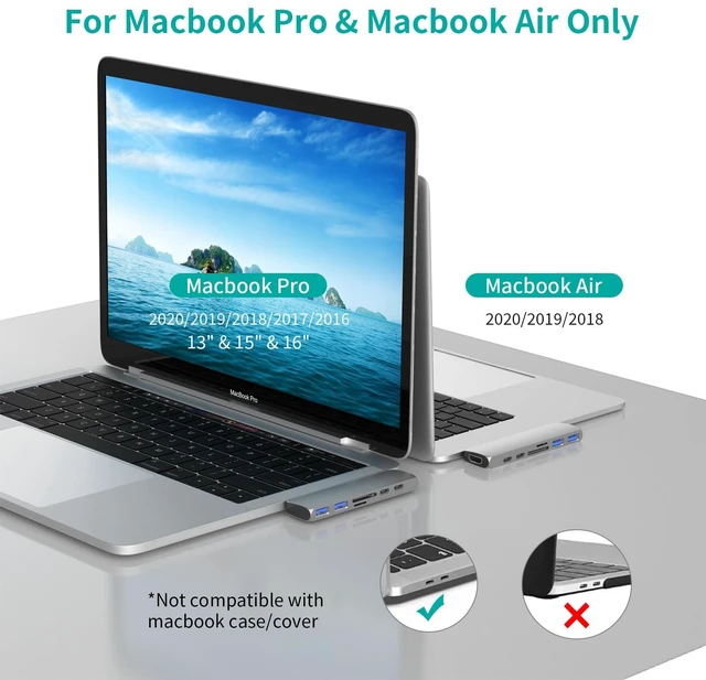Alt view image 7 of 7 - USB C Hub for MacBook Pro/Air M1 M2, 7-in-2 Thunderbolt 3/4 Compatible Adapter with 4K HDMI, 100W PD, 2 USB 3.0 and SD/TF Card Reader