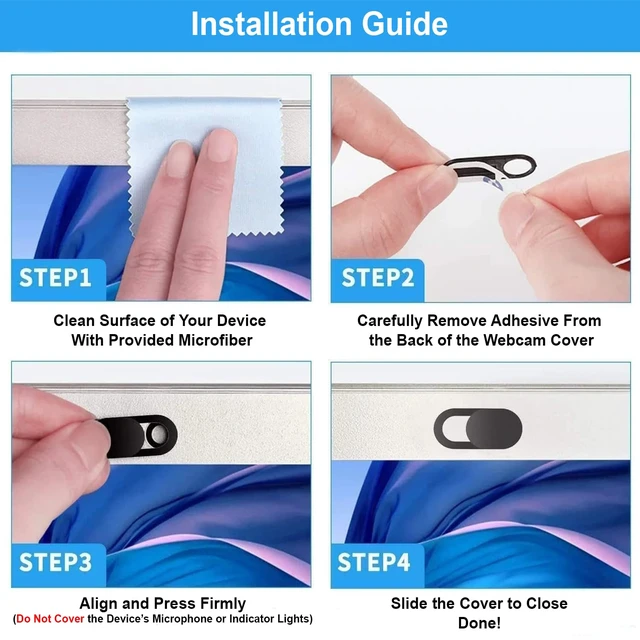 Alt view image 3 of 7 - 9 Pack(3 Large + 3 Medium + 3 Small) 0.03 inch Ultra Thin Webcam Cover Slide Camera Blocker Protect Your Privacy Security for MacBook Air, Laptop, iPad, iMac, PC, iPhone