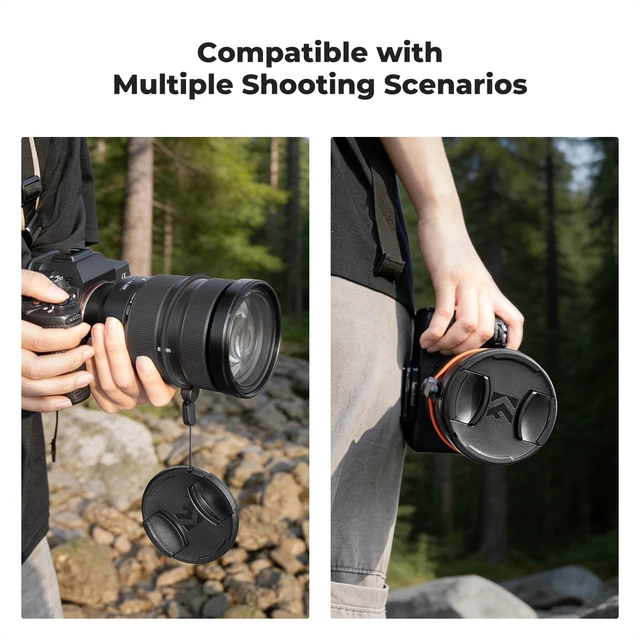 Alt view image 7 of 7 - 55mm Lens Cap Cover, 4-in-1 Center Pinch Lens Cover | Anti-Loss Keeper Leash + Microfiber Cleaning Cloth Kits Compatible with Nikon, Canon, Sony, Fujifilm Camera Lenses, PC02