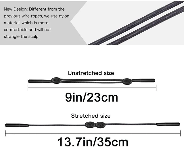 Alt view image 4 of 7 - Glasses Strap Sports, 3 pcs, for Kids Women Men, Adjustable, Black | No Tail,Non-slip Eyeglasses Strap, Sunglasses Lanyard String Chain, Reading Eye Glasses Holders Around Neck, Eyewear Retainer