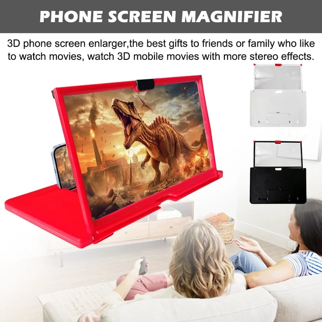 Alt view image 2 of 7 - Screen Magnifier Amplifier Projector Screen for Movies, Videos,and Gaming | 3D HD Foldable Screen Magnifier,12" Anti-Blue Light Big Screen Enlarger for All Smartphones,red