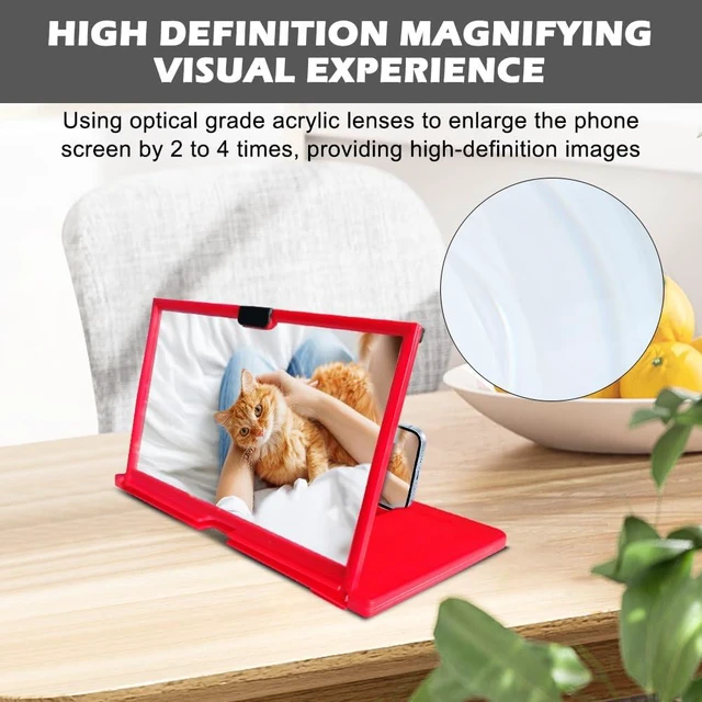 Alt view image 6 of 7 - Screen Magnifier Amplifier Projector Screen for Movies, Videos,and Gaming | 3D HD Foldable Screen Magnifier,12" Anti-Blue Light Big Screen Enlarger for All Smartphones,red