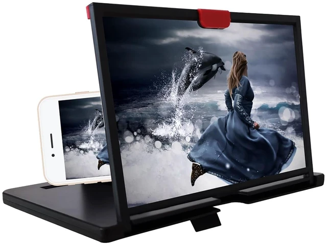 Main image of 12 inch Foldable Phone Screen Magnifier, Portable Foldable Phone Stand 3D Thin Mobile Phone Amplifier, 3D HD Mobile Phone Magnifier Projector Screen Compatible with All SmartPhones