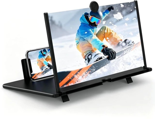 Main image of 10'' Screen Magnifier,3D HD Mobile Phone Magnifier Projector Screen Enlarger for Movies, Videos, and Gaming,Foldable Cell Phone Stand with Screen Amplifier,Supports All Smartphones(Black)