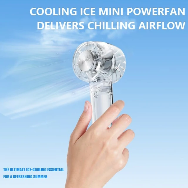 Alt view image 3 of 7 - Portable Fan with Ice Cooling -Mini Handheld USB Rechargeable 3-Speed Fan Transparent Lightweight Personal Fan for Travel Desk Home and Office for Women and Men