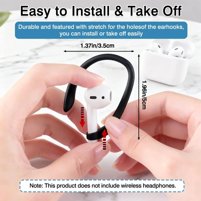Alt view image 4 of 7 - 6 Pairs Ear Hooks for AirPods Upgraded Anti-Slip TPU Sports Clips for AirPods 1/2/3/4, Pro & Pro 2, Quick-Install Secure Fit (White, Black, Pink)