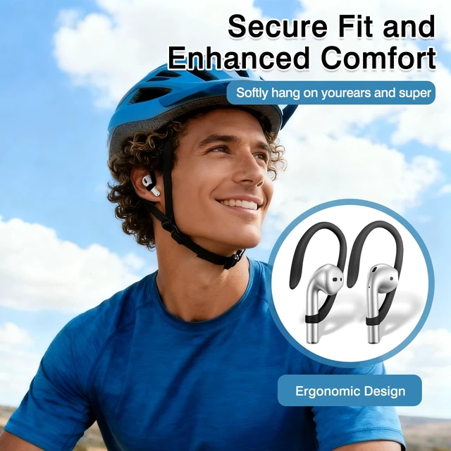 Alt view image 6 of 7 - 6 Pairs Ear Hooks for AirPods Upgraded Anti-Slip TPU Sports Clips for AirPods 1/2/3/4, Pro & Pro 2, Quick-Install Secure Fit (White, Black, Pink)
