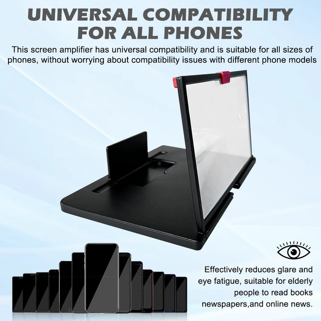 Alt view image 7 of 7 - 12'' Screen Magnifier Amplifier, 2026 New Mobile Phone HD Screen Expander | 12'' Magnifying Projector with Foldable Stand Holder, Phone Screen Magnifier for Movies Videos Gaming