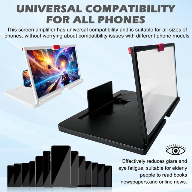 Alt view image 4 of 4 - Screen Magnifier Amplifier Projector Screen for Movies, Videos,and Gaming | 12" 3D HD Foldable Screen Magnifier,Anti-Blue Light Big Screen Enlarger for All Smartphones,black