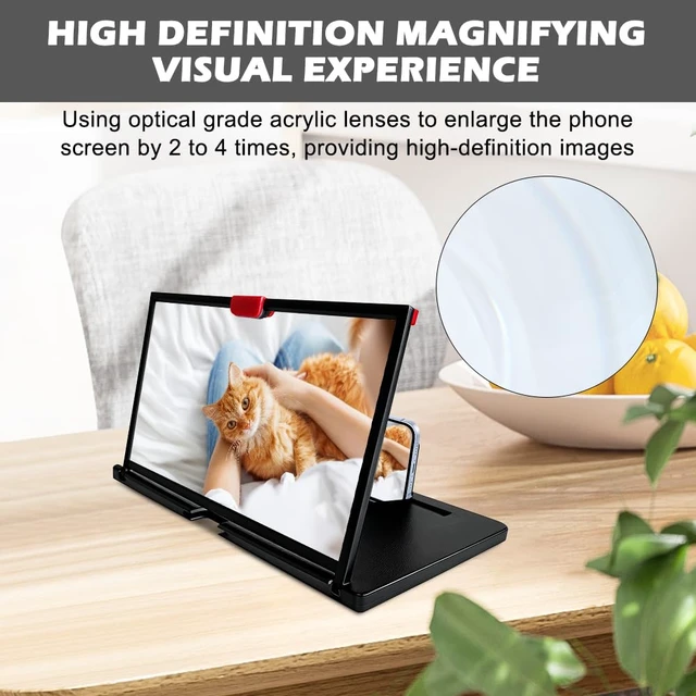 Alt view image 5 of 7 - 12'' Screen Magnifier Amplifier, 2026 New Mobile Phone HD Screen Expander | 12'' Magnifying Projector with Foldable Stand Holder, Phone Screen Magnifier for Movies Videos Gaming