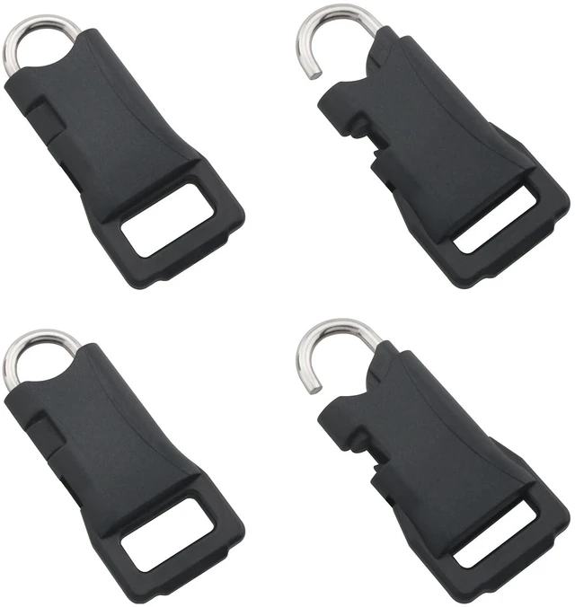 Main image of 4PCS Plastic Camera Strap Quick Release Buckles with Connecting Tail Buckles 1.73x0.51x0.17 inches for Storage Bags and Phone Wrist Straps Black
