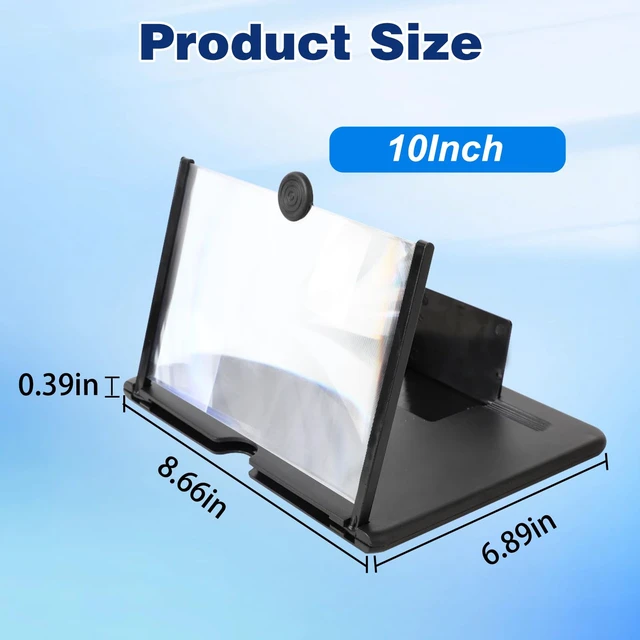 Alt view image 7 of 7 - 2026 Upgraded Big Screen Phone Magnifier,3D HD Screen Amplifier with Foldable Stand, Portable Mobile Magnifier for Movies & Gaming, Universal Compatible with All Smartphones (10in)