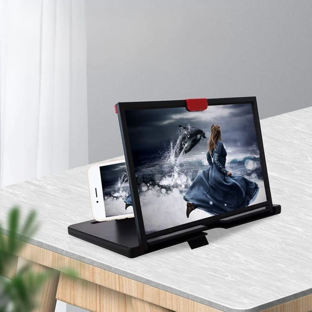 Main image of 12'' Screen Magnifier Amplifier, 2026 New Mobile Phone HD Screen Expander | 12'' Magnifying Projector with Foldable Stand Holder, Phone Screen Magnifier for Movies Videos Gaming