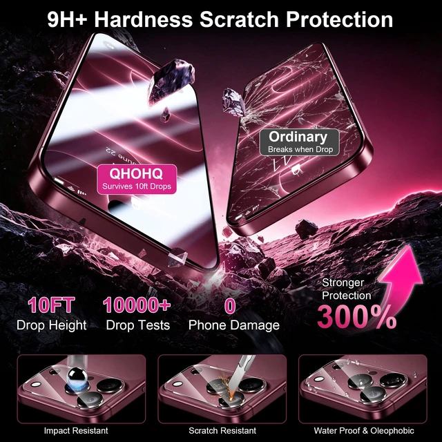 Alt view image 3 of 7 - iPhone 18 Pro Max Screen Protector, 9H+ Tempered Glass, 3+3 Pack | with Camera Lens Protector, Auto-Align Bubble Free Installation, Military Grade Shatterproof, HD Clear, Case Friendly