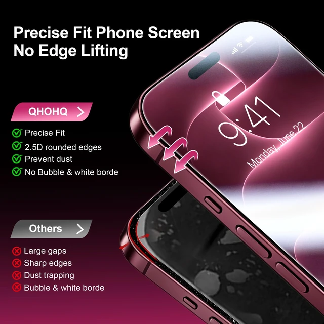 Alt view image 4 of 7 - iPhone 18 Pro Max Screen Protector, 9H+ Tempered Glass, 3+3 Pack | with Camera Lens Protector, Auto-Align Bubble Free Installation, Military Grade Shatterproof, HD Clear, Case Friendly