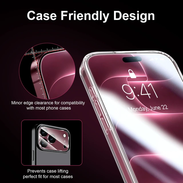 Alt view image 7 of 7 - iPhone 18 Pro Max Screen Protector, 9H+ Tempered Glass, 3+3 Pack | with Camera Lens Protector, Auto-Align Bubble Free Installation, Military Grade Shatterproof, HD Clear, Case Friendly