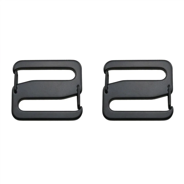 Main image of 2pcs Black 27mm Open-end Luggage Strap Adjustment Buckle Left and Right Opening Spring S Hook 304 Stainless Steel Sliding Metal Belt Clip Leather Accessories