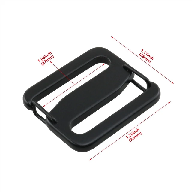 Alt view image 2 of 5 - 2pcs Black 27mm Open-end Luggage Strap Adjustment Buckle Left and Right Opening Spring S Hook 304 Stainless Steel Sliding Metal Belt Clip Leather Accessories