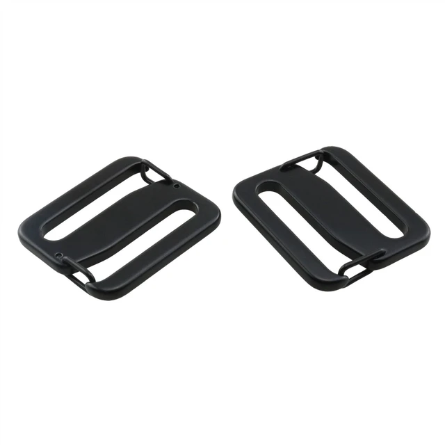 Alt view image 3 of 5 - 2pcs Black 27mm Open-end Luggage Strap Adjustment Buckle Left and Right Opening Spring S Hook 304 Stainless Steel Sliding Metal Belt Clip Leather Accessories