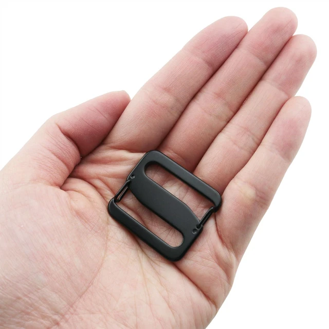 Alt view image 5 of 5 - 2pcs Black 27mm Open-end Luggage Strap Adjustment Buckle Left and Right Opening Spring S Hook 304 Stainless Steel Sliding Metal Belt Clip Leather Accessories