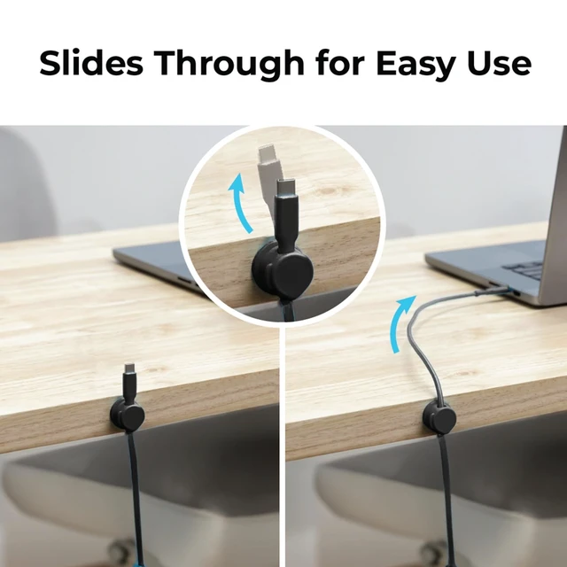 Alt view image 6 of 7 - Cable Management Magnetic Snap Organizer 6-Pack, Black & White | Compact Cord Holders with Strong Magnetic Closure Adhesive Cable Clips for USB Cables Power Cords & Headphones with Storage