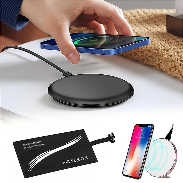 Alt view image 5 of 6 - Wireless Charging Adapter, Wireless Charging Receiver Wireless Charging Adapter Type C 1000mA Wireless Charger Receiver Module Chip Receiver Widely Suitable for Type C Mobile Phone