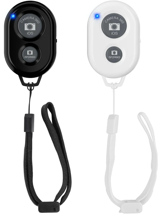 Main image of Wireless Camera Remote Shutter for Smartphones (2 Pack), Wireless Phone Camera Remote Control Compatible with iPhone/Android Cell Phone -White and Black