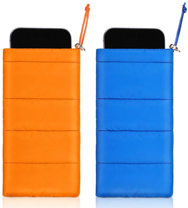 Main image of 2 Pack 2 Pcs Thermal Phone Case, Orange, Blue | Cellphone Pouches Warm, Adjustable Lanyard, Prevents Freezing & Overheating, Extends Battery Usage for Outdoor Sports