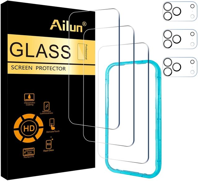 Main image of Screen Protector + Camera Lens Protector for iPhone 18 Pro | 3+3 Pack, 6.3 inch, Tempered Glass, Installation Frame, Sensor Protection, Dynamic Island Compatible, Case Friendly