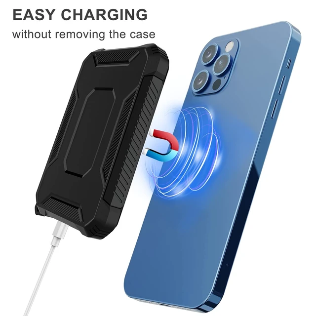 Alt view image 4 of 7 - 2 Pack Case Compatible with Magsafe Battery Pack Cover, Slim TPU Carbon Fiber Design Protective Case Cover with Keychain Anti-Shockproof Rugged Bumper Shell for Magsafe Battery Pack