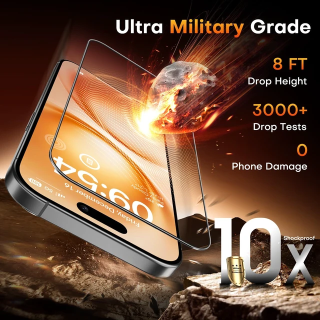 Alt view image 6 of 7 - iPhone 18 Pro Max Screen Protector, Easy Installation | Bubble-Free, 9H+ Tempered Glass, 8FT Military Grade Shatterproof, Anti-Scratch, Case Friendly HD Clear 6.9" 2 Pack