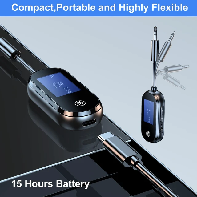 Alt view image 7 of 7 - Bluetooth Audio Adapter for Headphones, Wireless Transmitter Receiver | Low Latency, with 3.5mm Aux Jacks, Suitable for Airplanes, TVs, Gym Equipment, and Car