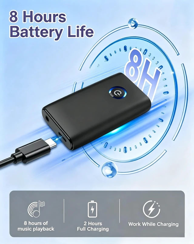 Alt view image 5 of 7 - Bluetooth Transmitter Receiver 2 in 1, Aux Bluetooth Adapter for Car, 3.5mm Wireless Audio Adapter Home Audio System Headphones Airplane Speaker