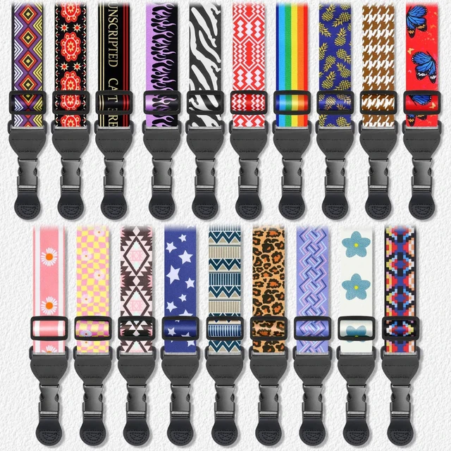 Alt view image 6 of 6 - Blue Floral Shoulder Strap, Adjustable Camera Strap with 2 Sets of Quick-Release Buckles, Comfortable Neck Strap for iPad, Tablet, Camera, Laptop, Binocular, Luggage Bag